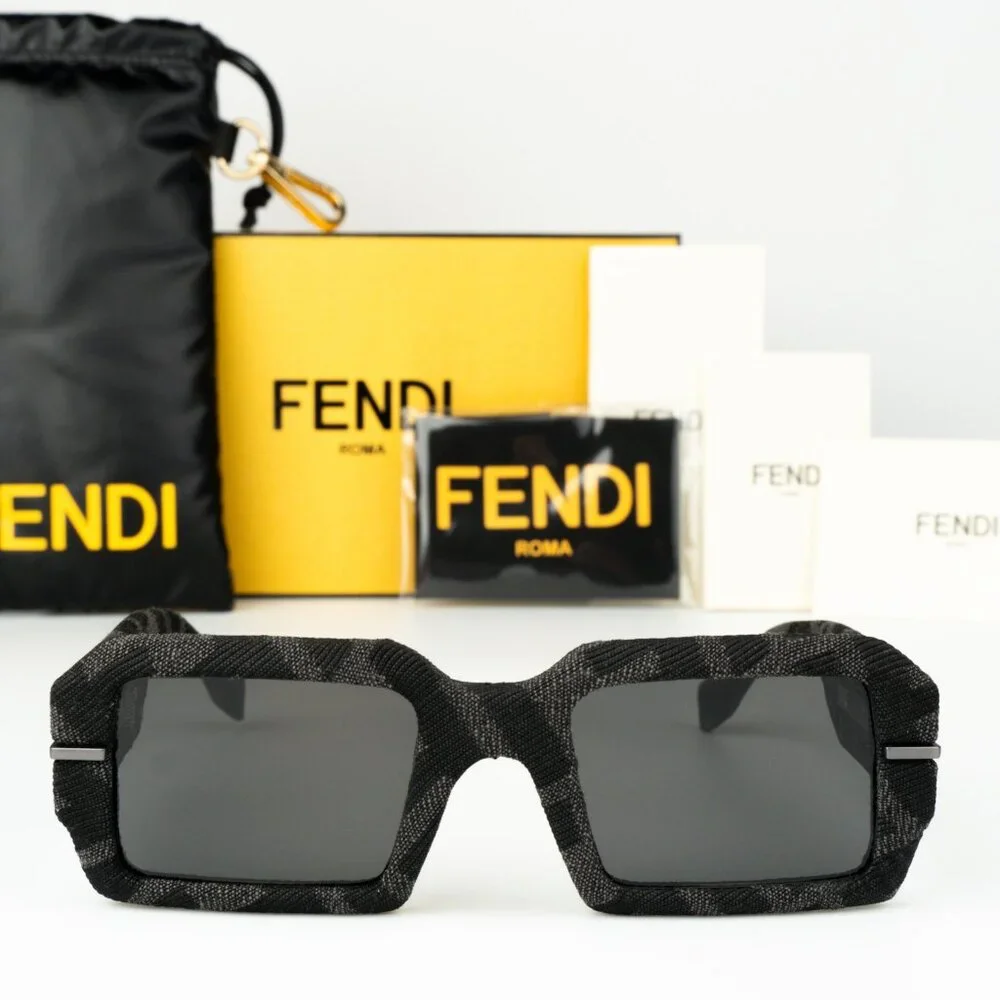 Fendi Men Sunglasses FE40074U FENDIGRAPHY 05A Grey Monogram Rectangle BRAND NEW